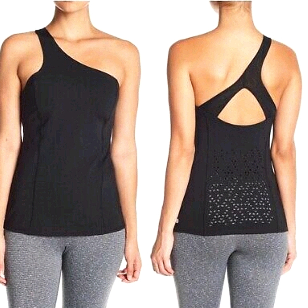 Zella Black One Off Shoulder Work Out Top S